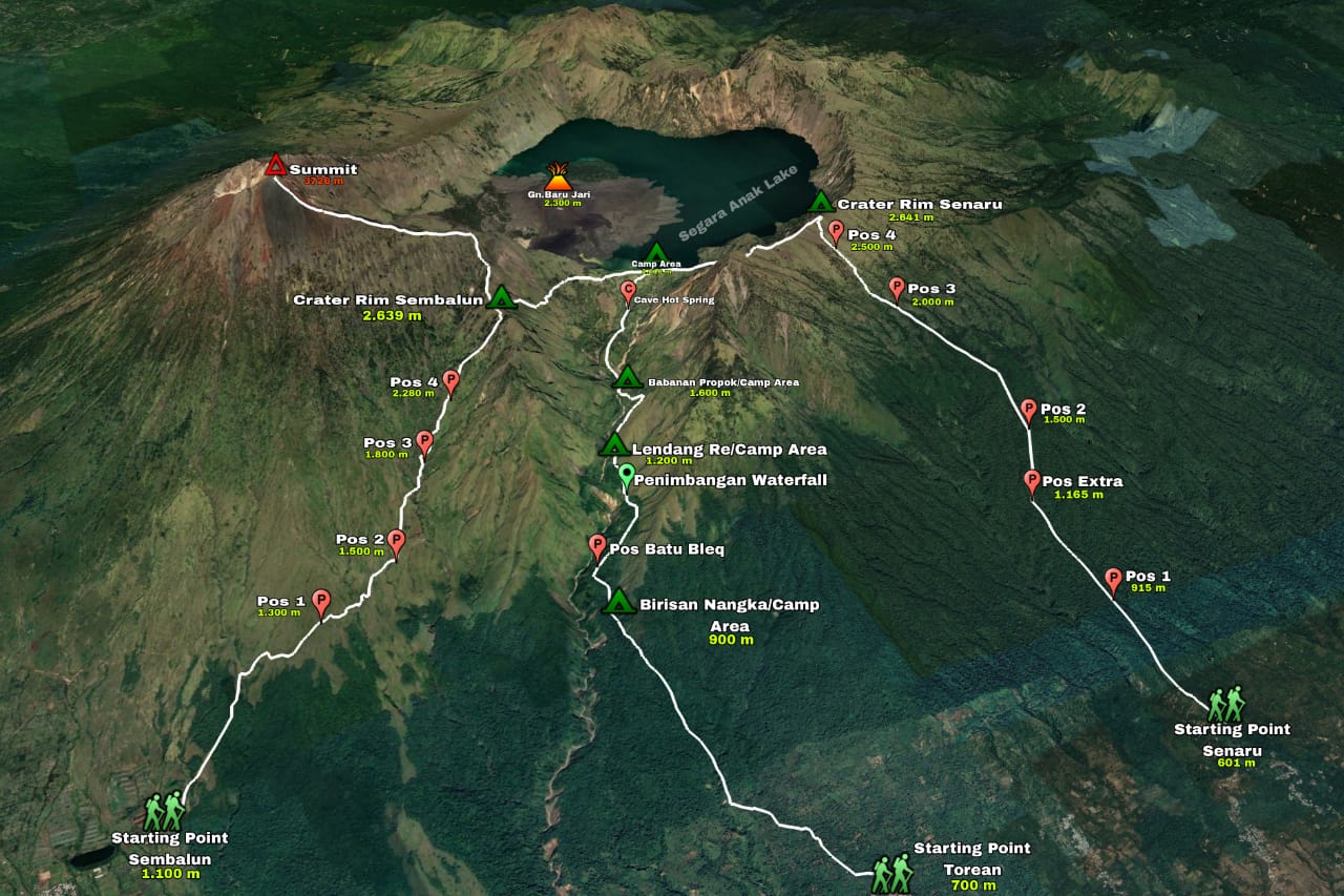 Mount Rinjani Trekking Map